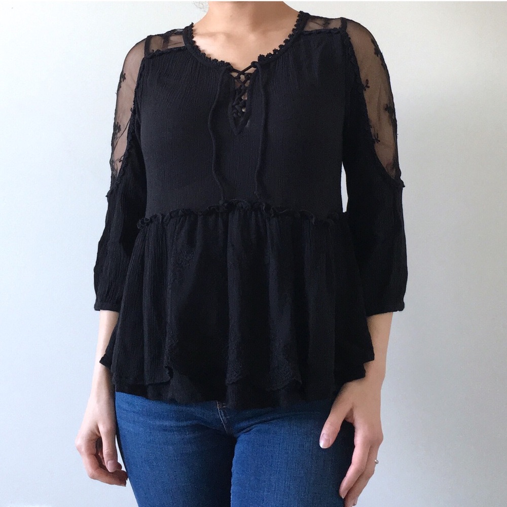 Free People | Boho Blouse with Peep Shoulders